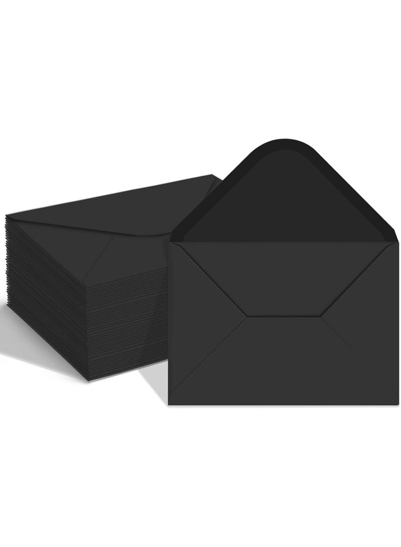 100 حزمة مظروف أسود A6 ، حجم 4x6 ، إغلاق الارتباط الرطب ، مثالي للدعوات ، التخرج ، حفل الزفاف ، 100 عدد - Image 1